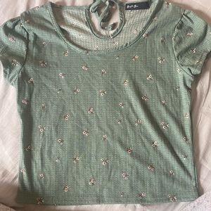 Sage green flowery top